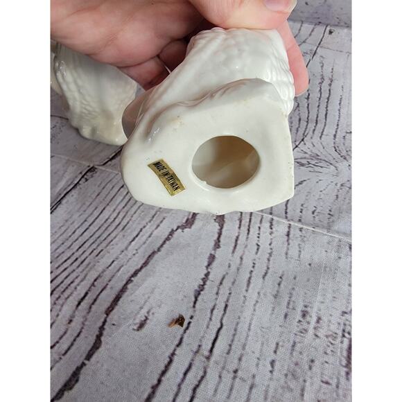 White Ceramic Owl Napkin Rings Set of 2 Replacement Pieces Made In Taiwan - Picture 9 of 10